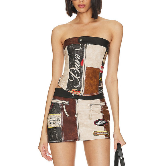 Jaded London Tops - Jaded London 'Daytona' Brown Polyurethane Faux Leather Corset Top Size 4